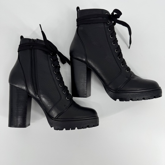 Steve Madden Laurie Platform Boots Size 8.5 Black Leather Lace-Up Whimsigoth - Picture 5 of 13